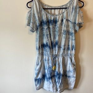 Blue tie dye romper!